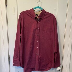 Haggar Red Casual Button Down Shirt with Soft Fabric Forever New